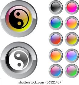 Ying yang multicolor glossy round web buttons.