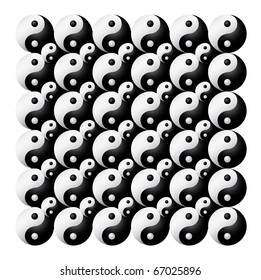 ying yang on dark backgroun - illustration