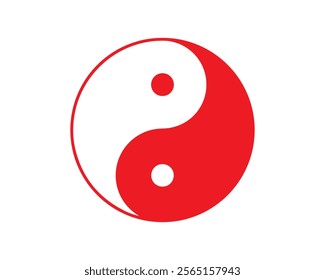 Ying yang red symbol vector. Zen symbol icon. Balance, zen, symbol, icon, yin, harmony, yang, vector, sign. Can use for infographic, banner, poster, web design. Isolated on white background.