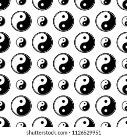 Ying Yang Seamless Pattern Vector Art Illustration