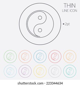 Ying yang sign icon. Harmony and balance symbol. Thin line circle web icons with outline. Vector