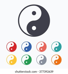 Ying yang sign icon. Harmony and balance symbol. Colored flat icons on white background.