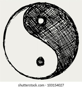 Ying Yang Sketch Symbol