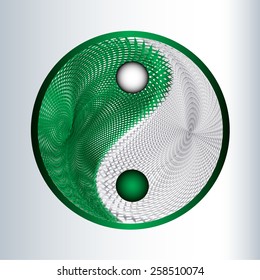 Ying yang symbol. balance. green silver.