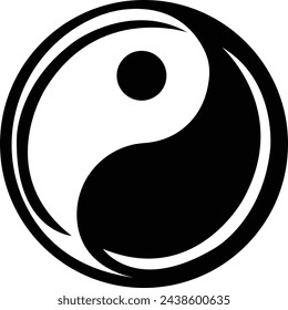 Ying yang symbol for balance and harmony flat vector icon, Vector Design Elements. Black And White Yin Yang, isolated on transparent background, Logo of meditation, karma, buddhism and japan.