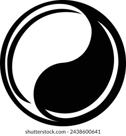 Ying yang symbol for balance and harmony flat vector icon, Vector Design Elements. Black And White Yin Yang, isolated on transparent background, Logo of meditation, karma, buddhism and japan.