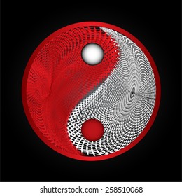 Ying yang symbol. balance. red silver.