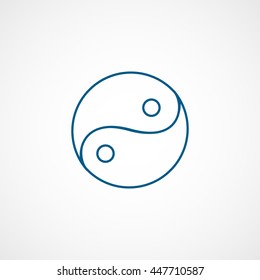 Ying Yang Symbol Blue Line Icon On White Background