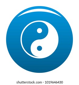 Ying yang symbol of harmony and balance icon vector blue circle isolated on white background 