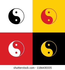 Ying yang symbol of harmony and balance. Vector. Icons of german flag on corresponding colors as background.