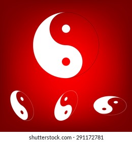 Ying yang symbol of harmony and balance icon  set. Isometric effect