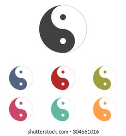 Ying yang symbol of harmony and balance set