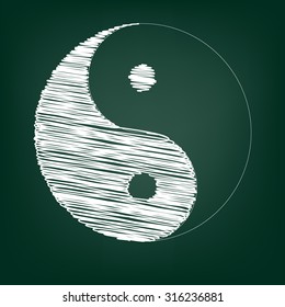 Ying yang symbol of harmony and balance with chalk effect 