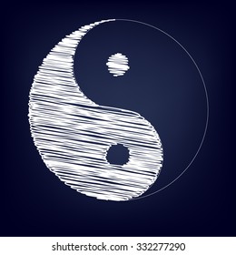 Ying yang symbol of harmony and balance with chalk effect  