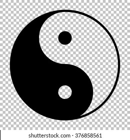 Ying yang symbol of harmony and balance. Flat style icon. Black on transparent background