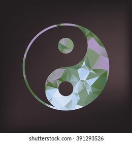 Ying yang symbol of harmony and balance. Sacred geometry. Polygonal texture. 