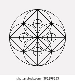 Ying yang symbol of harmony and balance. Sacred geometry. Line geometric ornament on the eastern esoteric symbols.