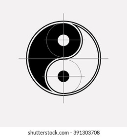 Ying yang symbol of harmony and balance. Sacred geometry.