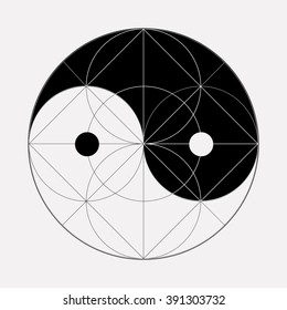 Ying yang symbol of harmony and balance. Sacred geometry. Isolated.