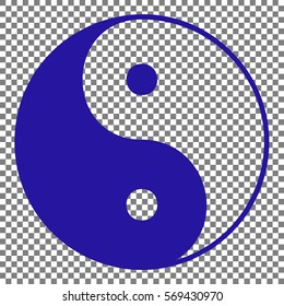 Ying yang symbol of harmony and balance. Blue icon on transparent background.