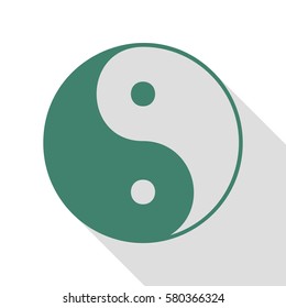 Ying yang symbol of harmony and balance. Veridian icon with flat style shadow path.