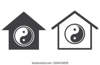 ying yang symbol inside house icon