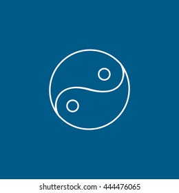 Ying Yang Symbol  Line Icon On Blue Background
