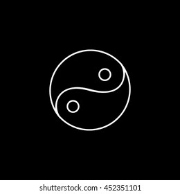 Ying Yang Symbol Line Icon On Black Background