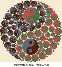 Ying Yang symbol made of many small Ying Yang symbols.