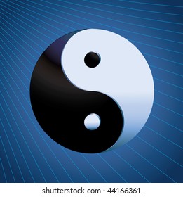 Ying Yang Symbol on blue background