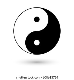 Ying yang symbol, vector illustration with shadow