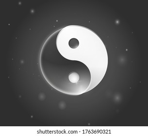 Símbolo Ying yang. Icono de Yin yan karma. Logo de Yinyang tao balance. Fondo de armonía zen. Cartel de Buda Mandala. Diseño espiritual de la paz del yoga. Elemento artístico de la meditación asiática.