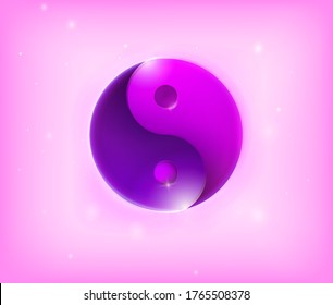 Ying yang symbol. Yin yan karma icon. Yinyang tao balance logo. Zen harmony background. Buddha mandala sign. Yoga peace spiritual design. Asian meditation art element.