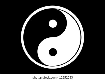 Ying and yang symbol..Black&White..