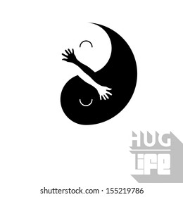 Ying Yang Vector illustration with positive message