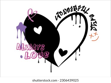 yingyang heart graffiti style vector 