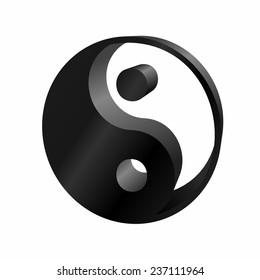 Ying-yang icon 3D on white background
