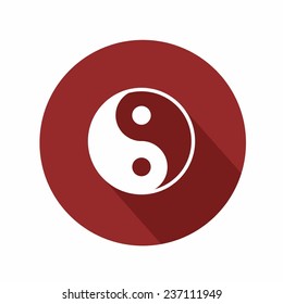 Ying-yang icon with shadow on white background