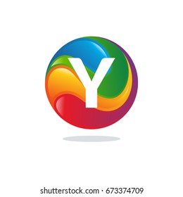 Y-initial 3D Modern Ball Logo template designs vector illustration
