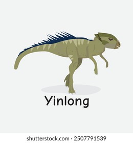 Yinlong Dinosaur Vector Illustration with Early Ceratopsian