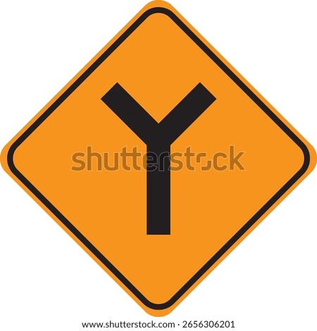 Y-Intersection Warning Sign – Road Symbol for Upcoming Split