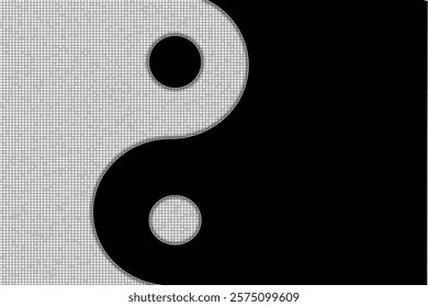 Yin-yang background with luxury glittering. A yin-yang symbol in black and white with copy space. Black yin and yang texture. Yin and yang. 