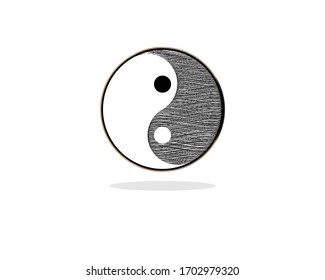 Yin-Yang black and white colours in black background,  Vector illustration, Yin and Yang symbol of harmony and balance