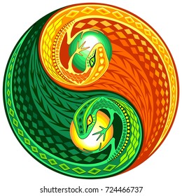 YinYang Gecko Lizard Opposite Colors Sign
