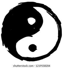 Yin-yang hand drawn symbol. Doodle vector illustration. Can be used for mobile, infographic, website or app.  