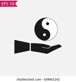 Yinyang in hand icon Vector.