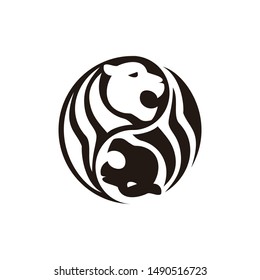 the yin-yang logo forms 2 lions