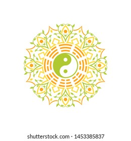 yinyang with ornament design vector