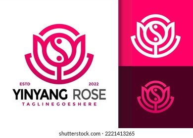 Yinyang Rose Logo Design, brand identity logos vector, modern logo, Logo Designs Vector Illustration Template