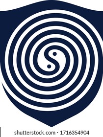 Yinyang Sield Logo. Yin Yang is a philosophy concept of Chinese society